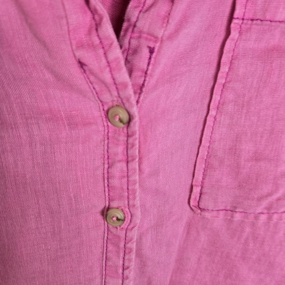 Anthropologie Maeve Pink Linen Button Down Oversized Shirt - Picture 12 of 13